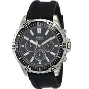  Shop Authentic Fossil Garrett Chronograph Black Dial Black Rubber Strap Watch for Men - FS5624 - Luxxuri