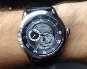  Shop Authentic Bulova BVA Classic Automatic Silver Dial Black Leather Strap Watch for Men - 96A135 - Luxxuri