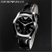  Shop Authentic Emporio Armani Velente Black Dial Black Leather Strap Watch For Women - AR0644 - Luxxuri