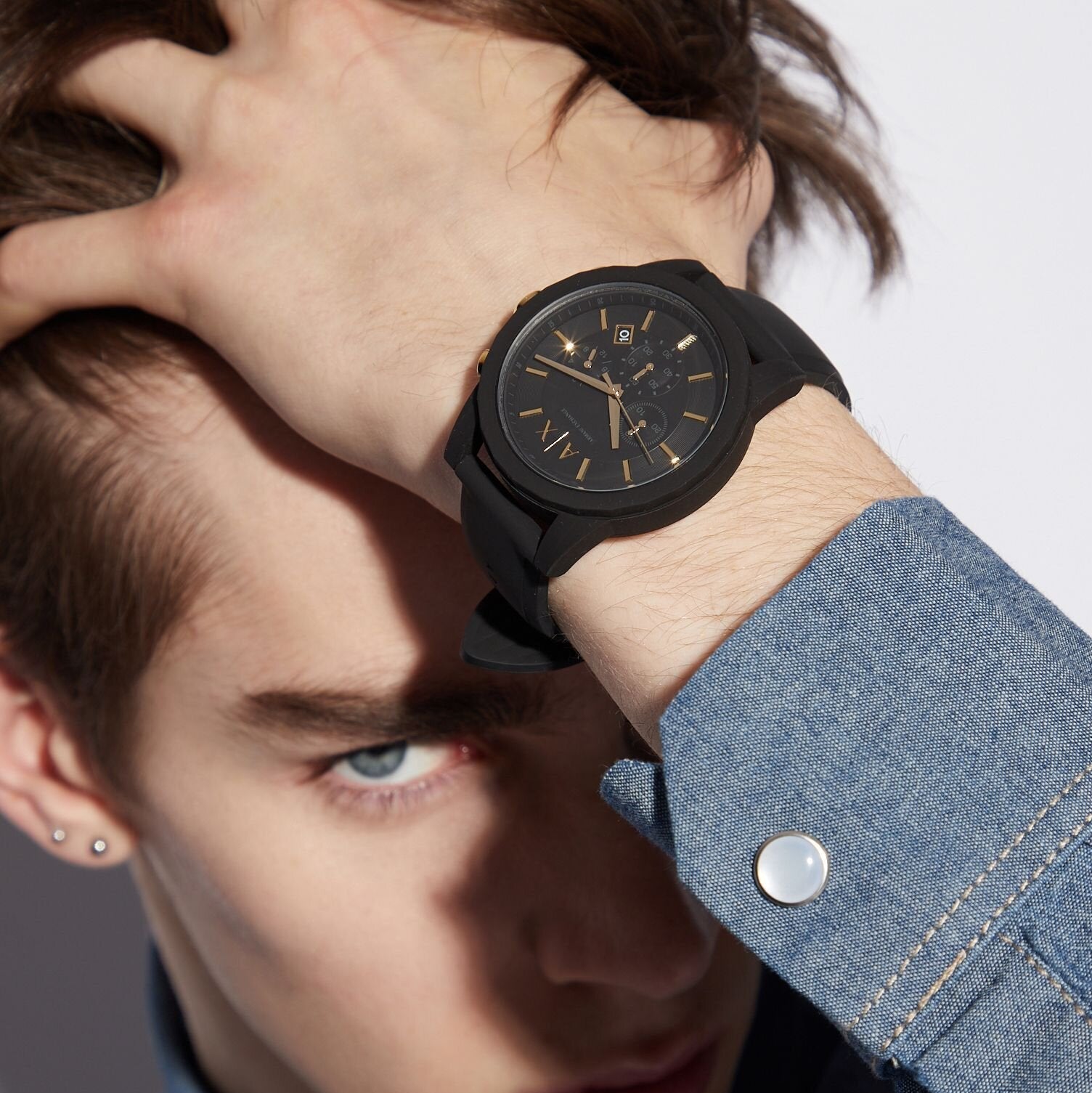  Shop Authentic Armani Exchange Outerbanks Chronograph Black Dial Black Steel Strap Watch For Men - AX7105 - Luxxuri