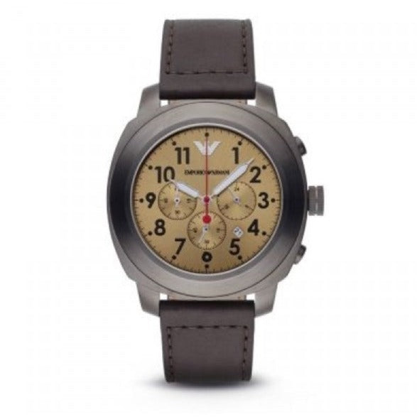  Shop Authentic Emporio Armani Delta Chronograph Brown Dial Brown Leather Strap Dial Watch For Men - AR6055 - Luxxuri