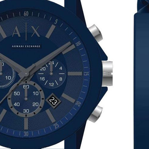  Shop Authentic Armani Exchange Outerbanks Chronograph Blue Dial Blue Silicone Strap Watch For Men - AX7128 - Luxxuri