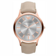  Shop Authentic Emporio Armani Classic Quartz Silver Dial Beige Leather Strap Watch For Men - AR2464 - Luxxuri