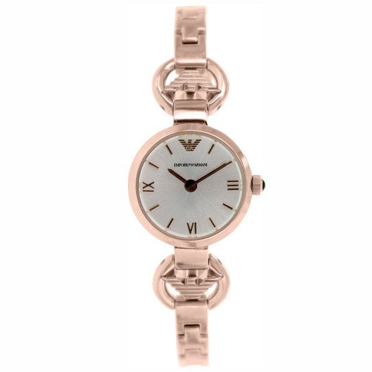  Shop Authentic Emporio Armani Retro Quartz Silver Dial Rose Gold Steel Strap Watch For Women - AR1776 - Luxxuri