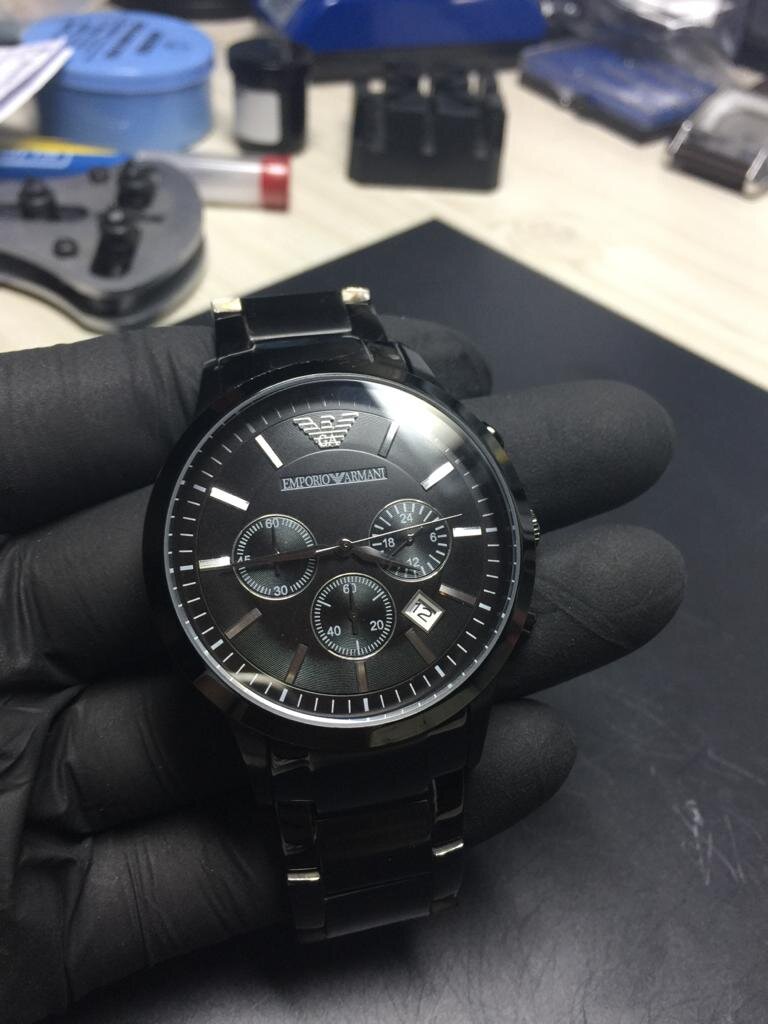  Shop Authentic Emporio Armani Classic Chronograph Black Dial Black Stainless Steel Strap Watch For Men - AR2453 - Luxxuri