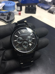  Shop Authentic Emporio Armani Classic Chronograph Black Dial Black Stainless Steel Strap Watch For Men - AR2453 - Luxxuri