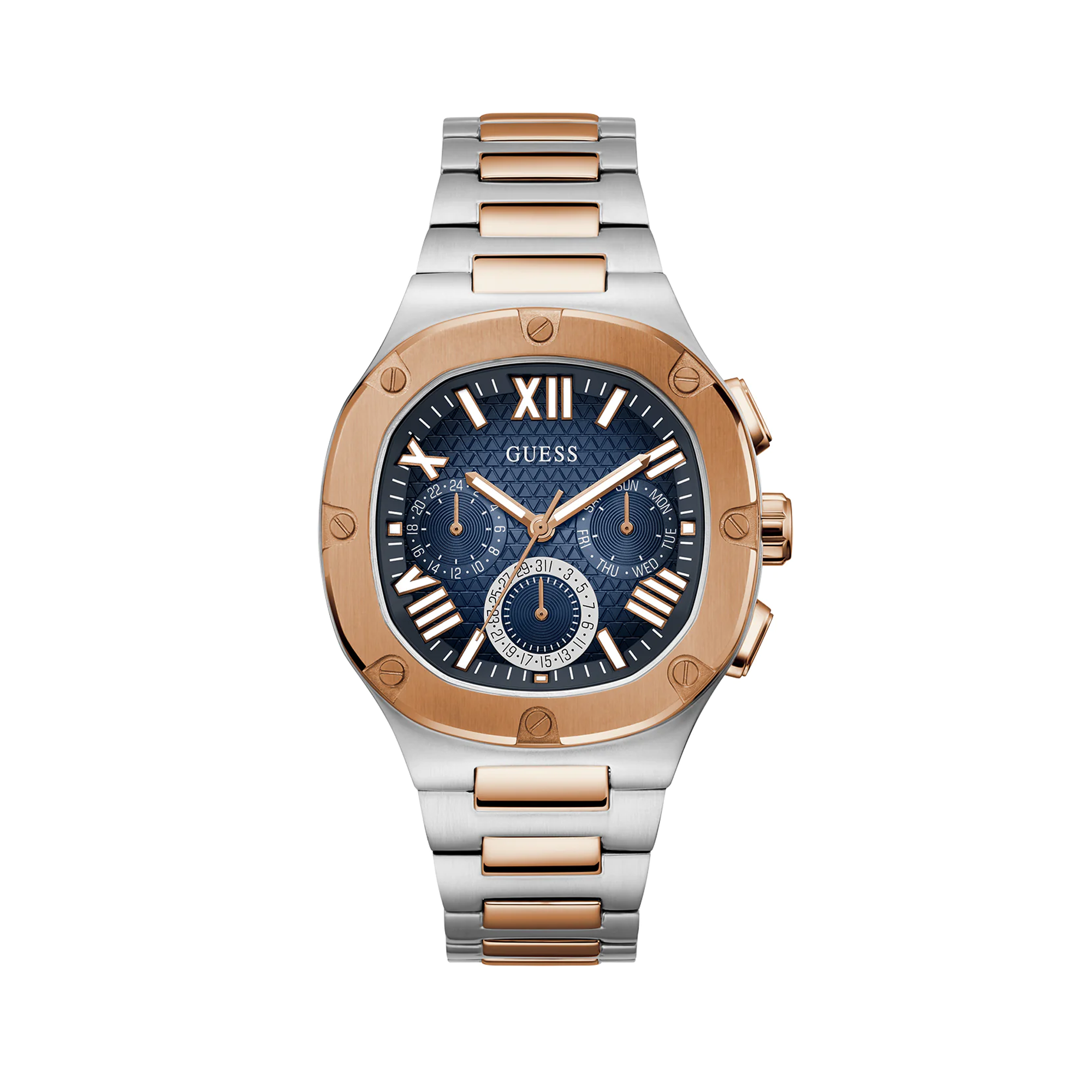  Shop Authentic Guess Headliner Multifunction Blue Dial Two Tone Steel Strap Watch For Men - GW0572G4 - Luxxuri