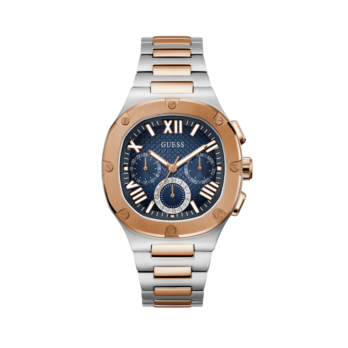  Shop Authentic Guess Headliner Multifunction Blue Dial Two Tone Steel Strap Watch For Men - GW0572G4 - Luxxuri