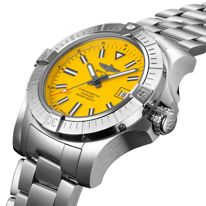  Shop Authentic Breitling Avenger Automatic 45mm Seawolf Yellow Dial Silver Steel Strap Strap Watch for Men - A17319101/1A1 - Luxxuri