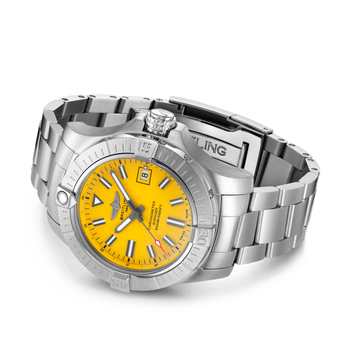 Shop Authentic Breitling Avenger Automatic 45mm Seawolf Yellow Dial Silver Steel Strap Strap Watch for Men - A17319101/1A1 - Luxxuri