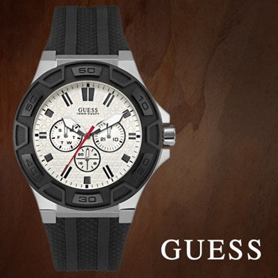  Shop Authentic Guess Force Analog Quartz White Dial Black Rubber Strap Watch For Men - W0674G3 - Luxxuri