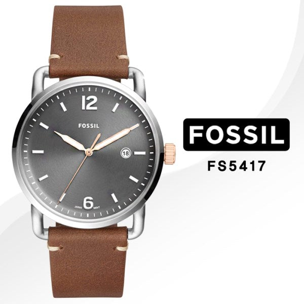  Shop Authentic Fossil Commuter Grey Dial Brown Leather Strap Watch for Men - FS5417 - Luxxuri