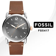  Shop Authentic Fossil Commuter Grey Dial Brown Leather Strap Watch for Men - FS5417 - Luxxuri