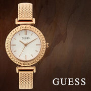  Shop Authentic Guess Monroe Silver Dial Rose Gold Steel Strap Watch For Women - W1152L3 - Luxxuri
