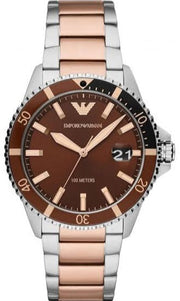  Shop Authentic Emporio Armani Diver Quartz Brown Dial Two Tone Steel Strap Watch For Men - AR11340 - Luxxuri
