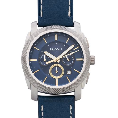  Shop Authentic Fossil Machine Chronograph Blue Dial Blue Leather Strap Watch for Men - FS5262 - Luxxuri