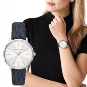  Shop Authentic Michael Kors Pyper Quartz Silver Dial Blue Leather Strap Watch For Women - MK7244 - Luxxuri