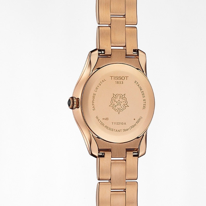  Shop Authentic Tissot T Wave Black Dial Rose Gold Steel Strap Watch For Women - T112.210.33.051.00 - Luxxuri