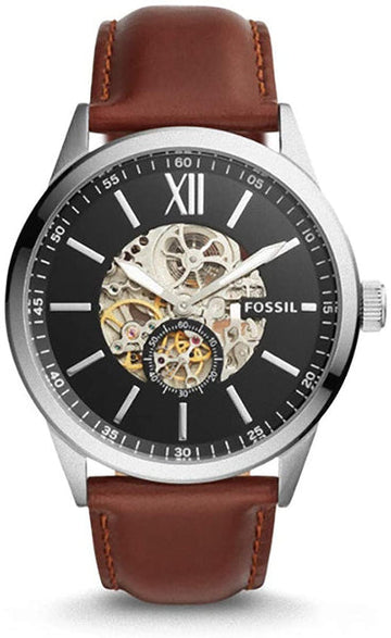  Shop Authentic Fossil Flynn Automatic Black Dial Brown Leather Strap Watch for Men - BQ2270 - Luxxuri