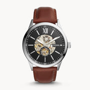  Shop Authentic Fossil Flynn Automatic Black Dial Brown Leather Strap Watch for Men - BQ2270 - Luxxuri
