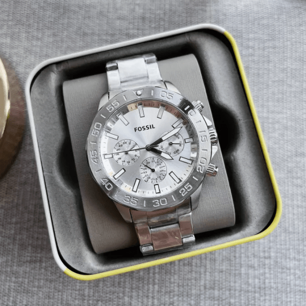  Shop Authentic Fossil Bannon Multifunction Chronograph Silver Dial Silver Steel Strap Watch for Men - BQ2490 - Luxxuri