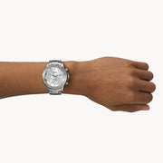  Shop Authentic Fossil Bannon Multifunction Chronograph Silver Dial Silver Steel Strap Watch for Men - BQ2490 - Luxxuri