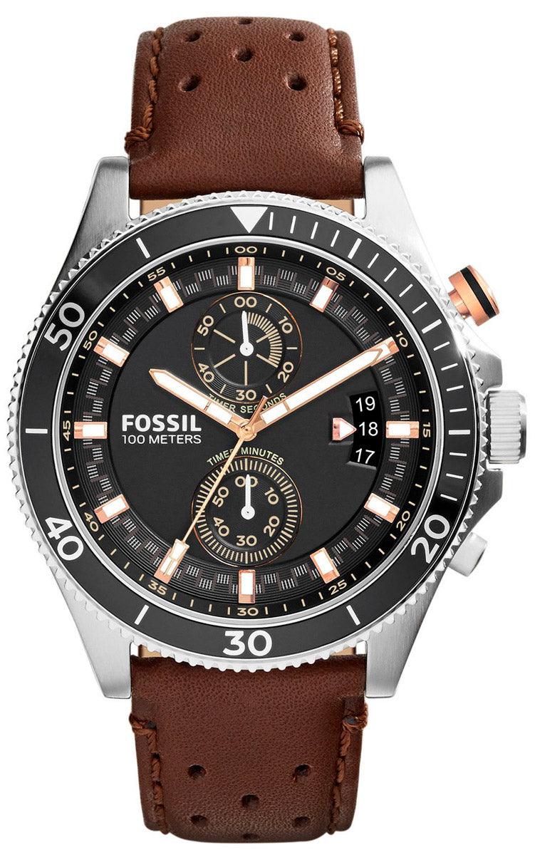  Shop Authentic Fossil Wakefield Black Dial Brown Leather Strap Watch for Men - CH2944 - Luxxuri