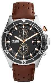  Shop Authentic Fossil Wakefield Black Dial Brown Leather Strap Watch for Men - CH2944 - Luxxuri