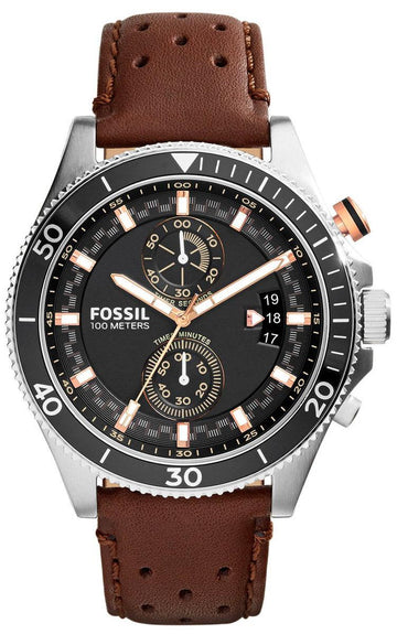  Shop Authentic Fossil Wakefield Black Dial Brown Leather Strap Watch for Men - CH2944 - Luxxuri