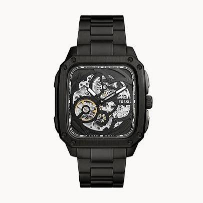  Shop Authentic Fossil Inscription Automatic Skeleton Black Dial Black Steel Strap Watch for Men - BQ2574 - Luxxuri