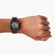  Shop Authentic Fossil Inscription Automatic Skeleton Black Dial Black Steel Strap Watch for Men - BQ2574 - Luxxuri