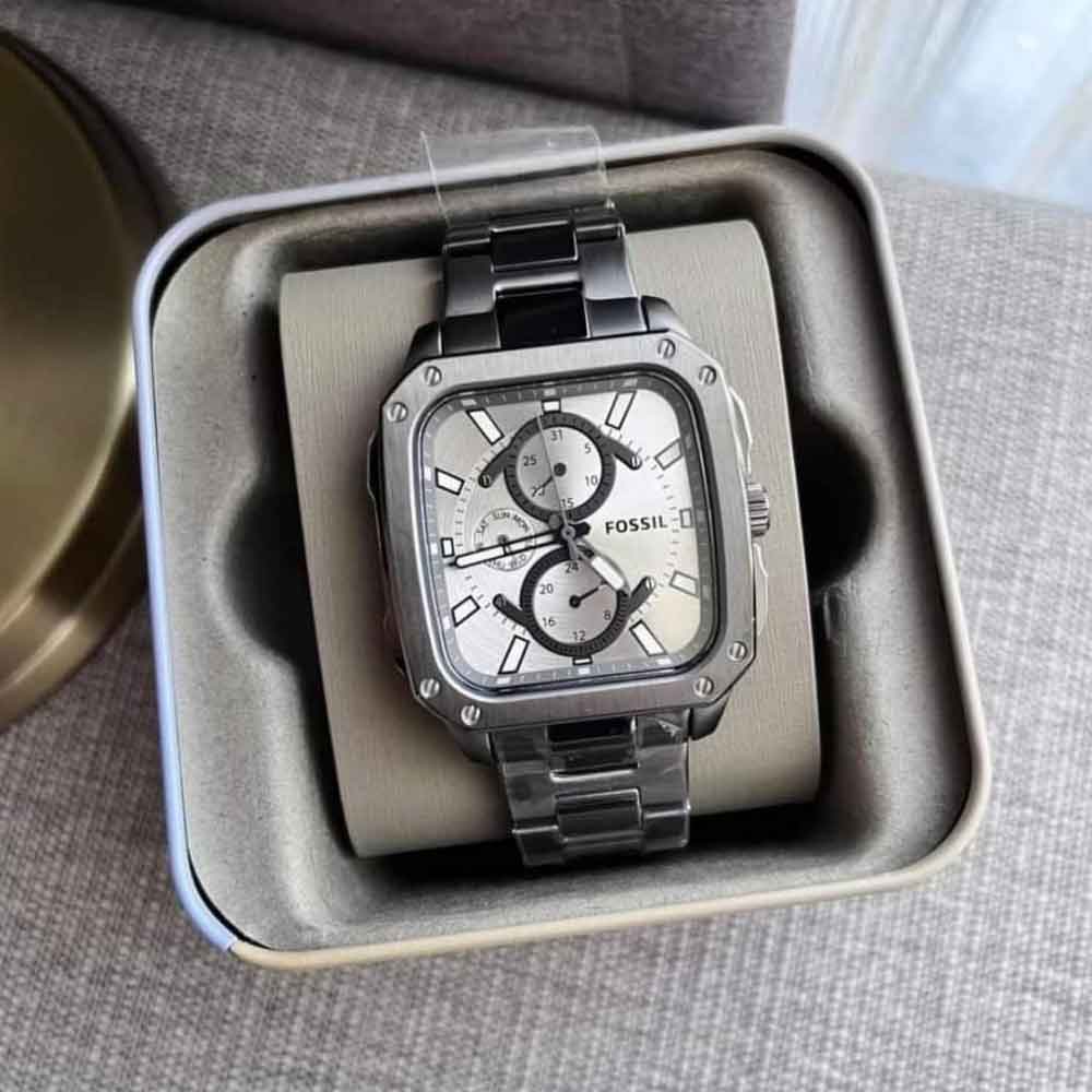  Shop Authentic Fossil Inscription Multifunction Silver Dial Grey Steel Strap Watch for Men - BQ2657 - Luxxuri