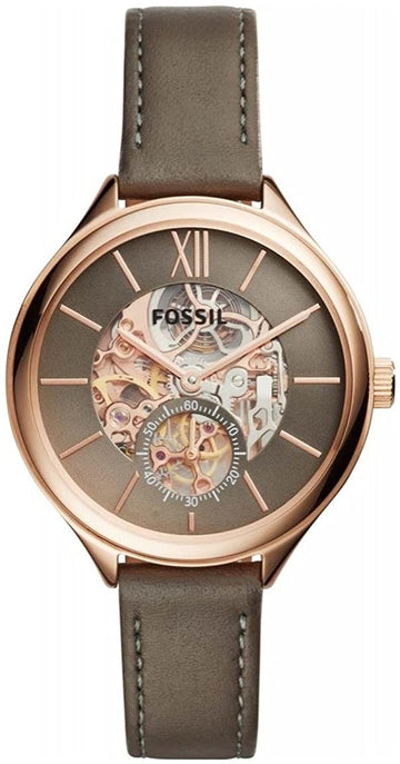  Shop Authentic Fossil Suitor Mechanical Grey Dial Grey Leather Strap Watch for Women - BQ3265 - Luxxuri