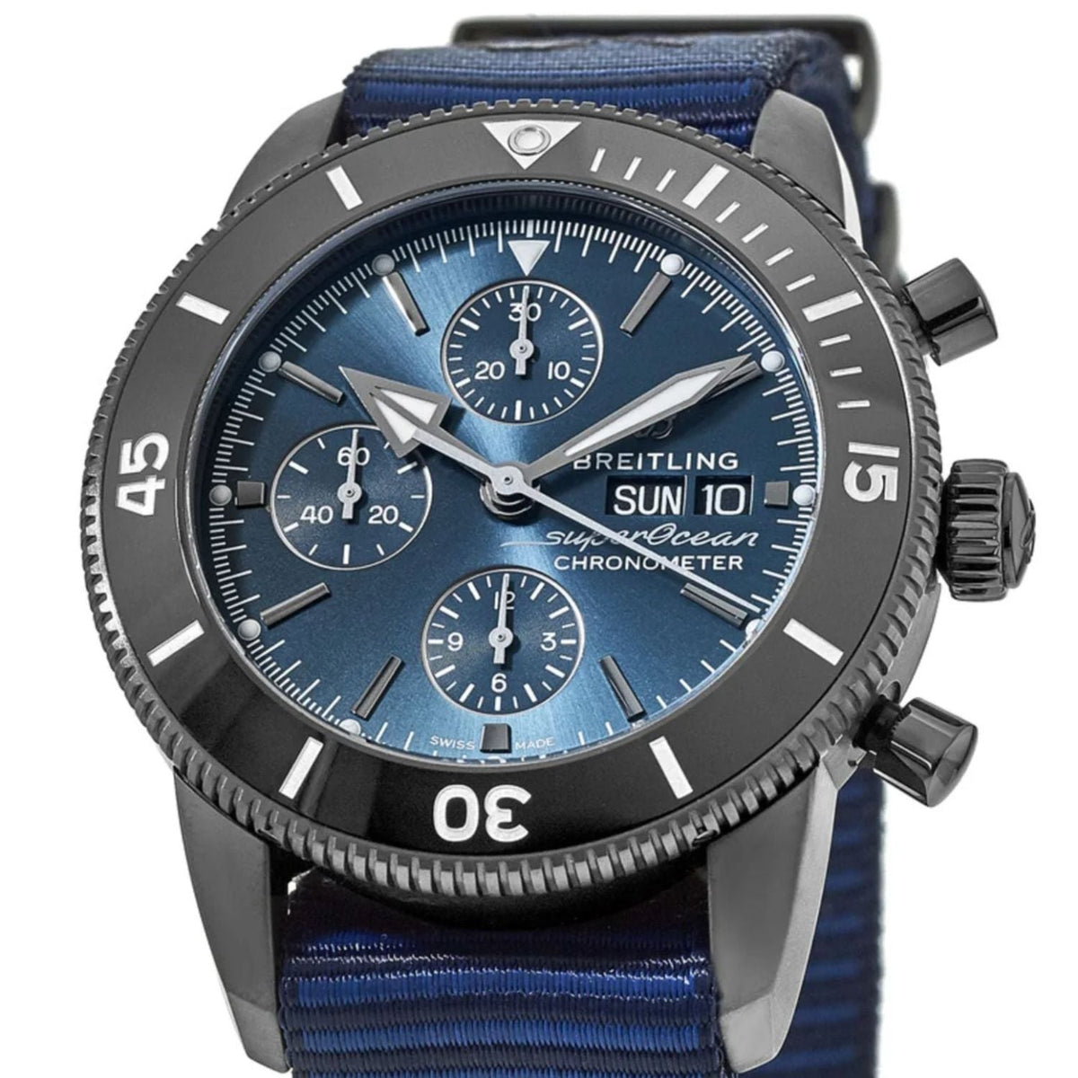  Shop Authentic Breitling Superocean Heritage Chronograph 44 Outerknown Blue Dial Blue NATO Strap Watch for Men - M133132A1C1W1 - Luxxuri