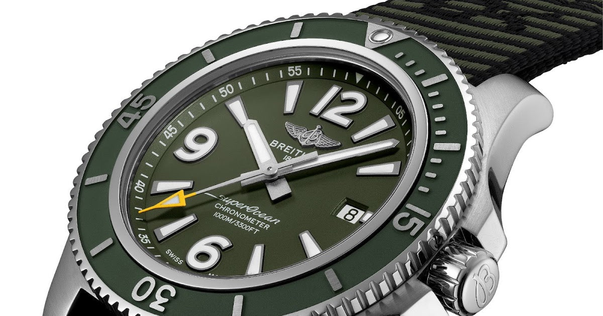  Shop Authentic Breitling Superocean Automatic 44mm Outerknown Green Dial Green Nylon Strap Watch for Men - A17367A11L1W1 - Luxxuri