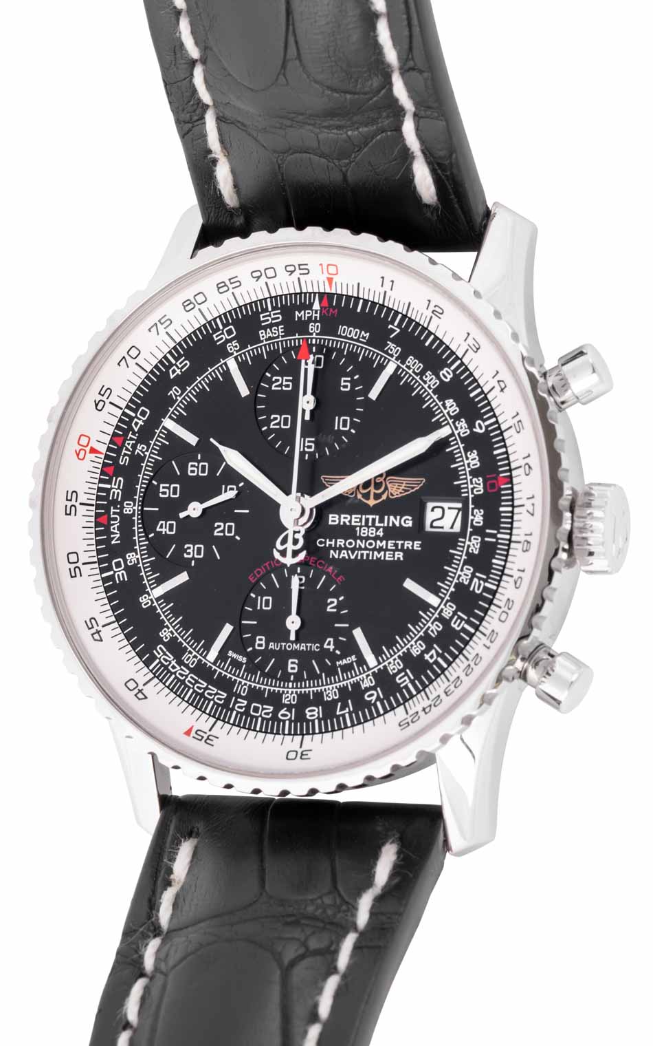  Shop Authentic Breitling Navitimer 1 Chronograph 41mm Automatic Black Dial Black Leather Strap Mens Watch - A13324121B1P1 - Luxxuri