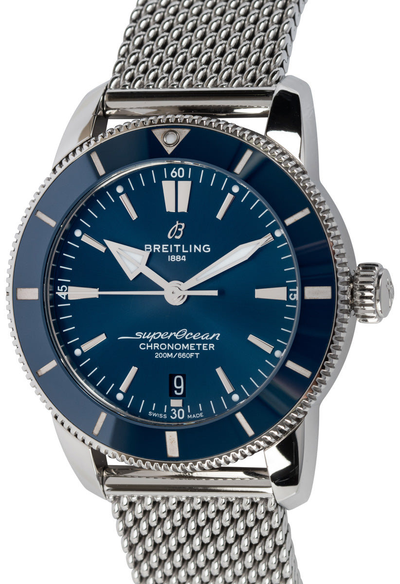 Shop Authentic Breitling Superocean Heritage B20 Automatic 44 Blue Dial Silver Mesh Bracelet Watch for Men - AB2030161C1A1 - Luxxuri