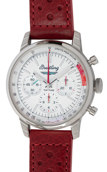  Shop Authentic Breitling Top Time B01 Ford Thunderbird White Dial Red Leather Strap Watch for Men - AB01766A1A1X1 - Luxxuri