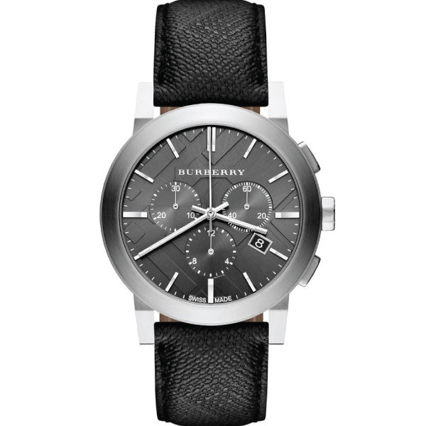  Shop Authentic Burberry The City Grey Dial Black Leather Strap Watch for Men - BU9359 - Luxxuri
