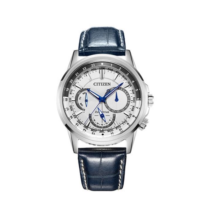  Shop Authentic Citizen Eco Drive Calendrier White Dial Blue Leather Strap Watch For Men - BU2020-11A - Luxxuri