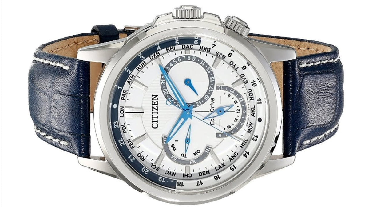  Shop Authentic Citizen Eco Drive Calendrier White Dial Blue Leather Strap Watch For Men - BU2020-11A - Luxxuri
