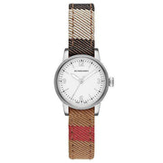  Shop Authentic Burberry Utilitarian White Dial Multicolor Leather Strap Watch for Women - BU7863 - Luxxuri