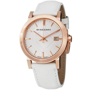  Shop Authentic Burberry The City White Dial White Leather Strap Watch for Women - BU9012 - Luxxuri