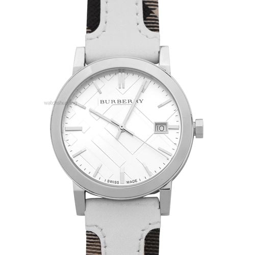 Shop Authentic Burberry The City Silver Dial White Leather Strap Watch for Women - BU9019 - Luxxuri