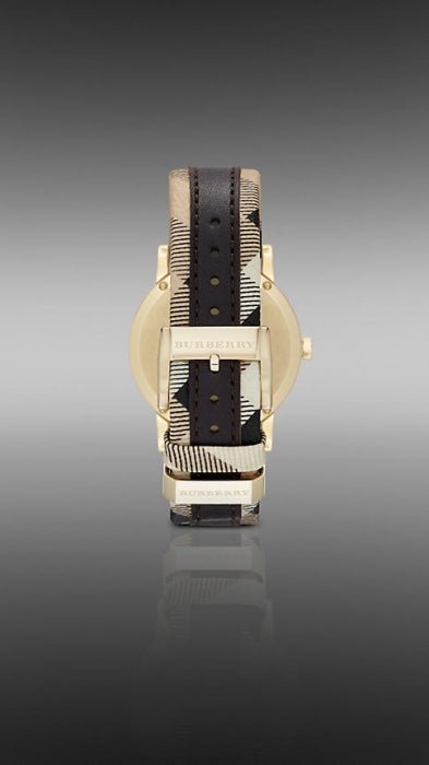  Shop Authentic Burberry The City Gold Dial Black Leather Strap Watch for Men - BU9032 - Luxxuri