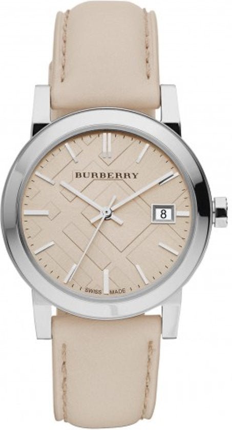  Shop Authentic Burberry The City Beige Dial Beige Leather Strap Watch for Women - BU9207 - Luxxuri