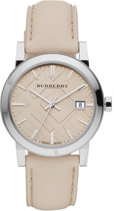  Shop Authentic Burberry The City Beige Dial Beige Leather Strap Watch for Women - BU9107 - Luxxuri
