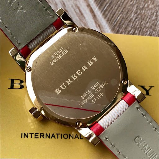  Shop Authentic Burberry The City Champagne Dial Leather Strap Watch for Women - BU9139 - Luxxuri