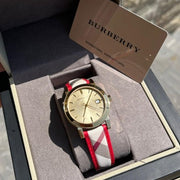  Shop Authentic Burberry The City Champagne Dial Leather Strap Watch for Women - BU9139 - Luxxuri