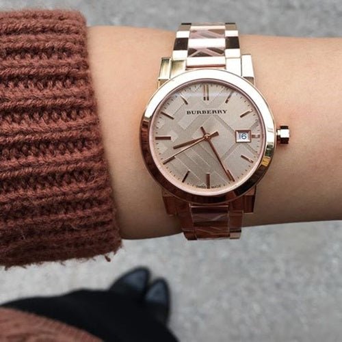  Shop Authentic Burberry The City White Dial Two Tone Steel Strap Watch for Women - BU9006 - Luxxuri